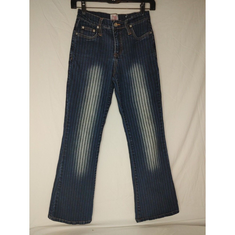 Charm‎ Girl Jeans GIRLS Striped Boot Cut Stretch Blue Denim Jean Size 12